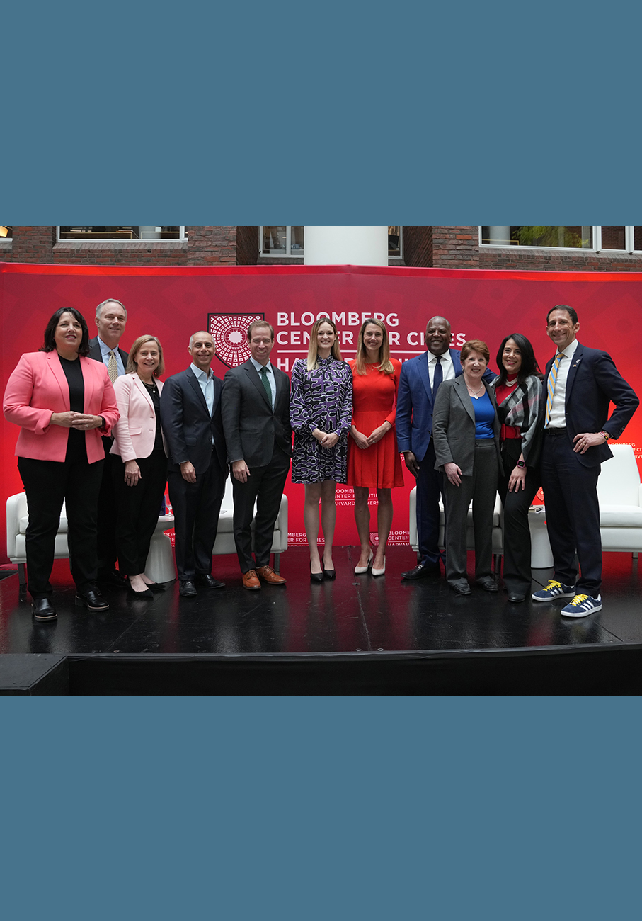 Mayors on stage at an opening event.