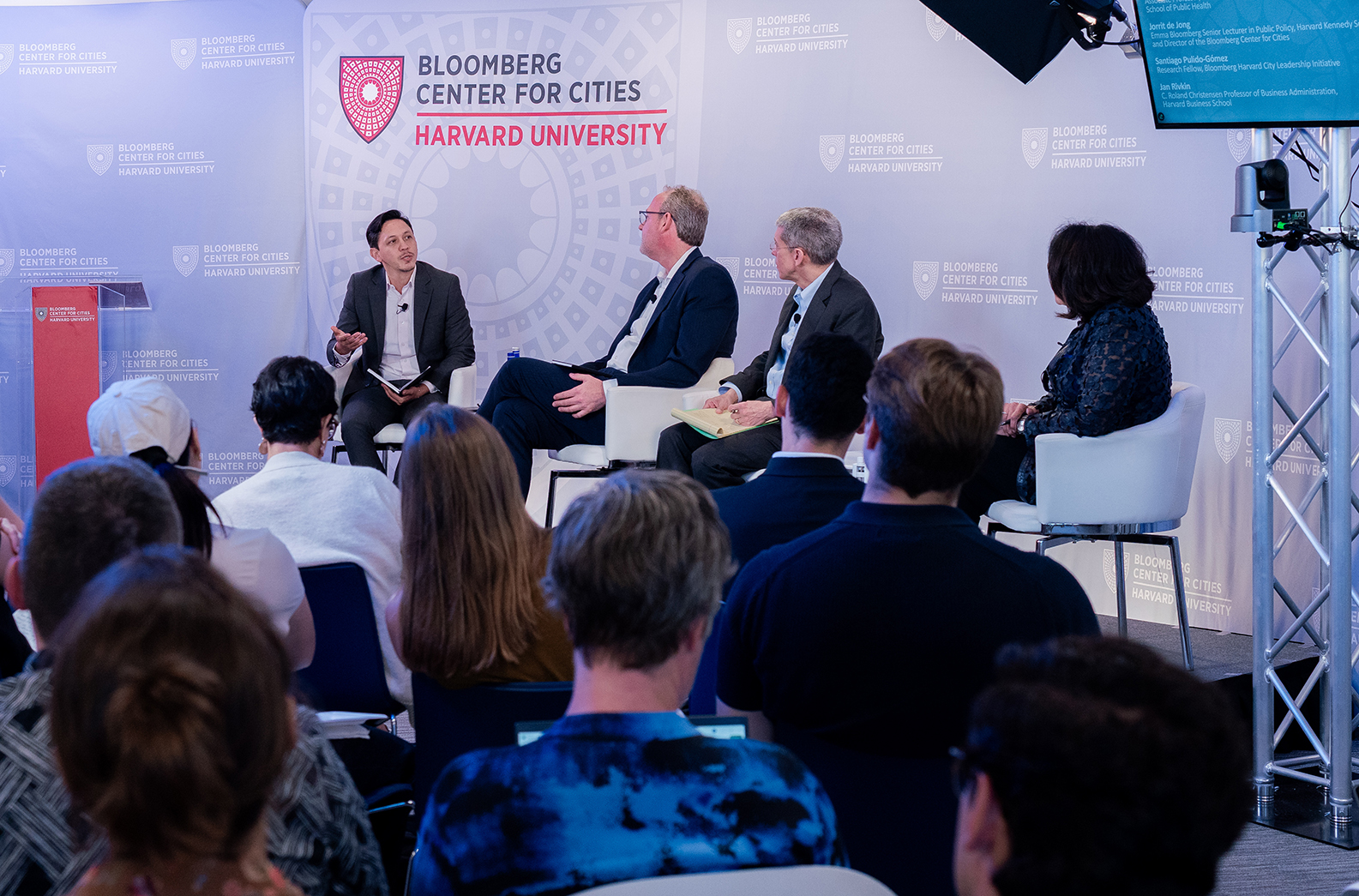 Panelists and audience at cross-sector collaboration research event